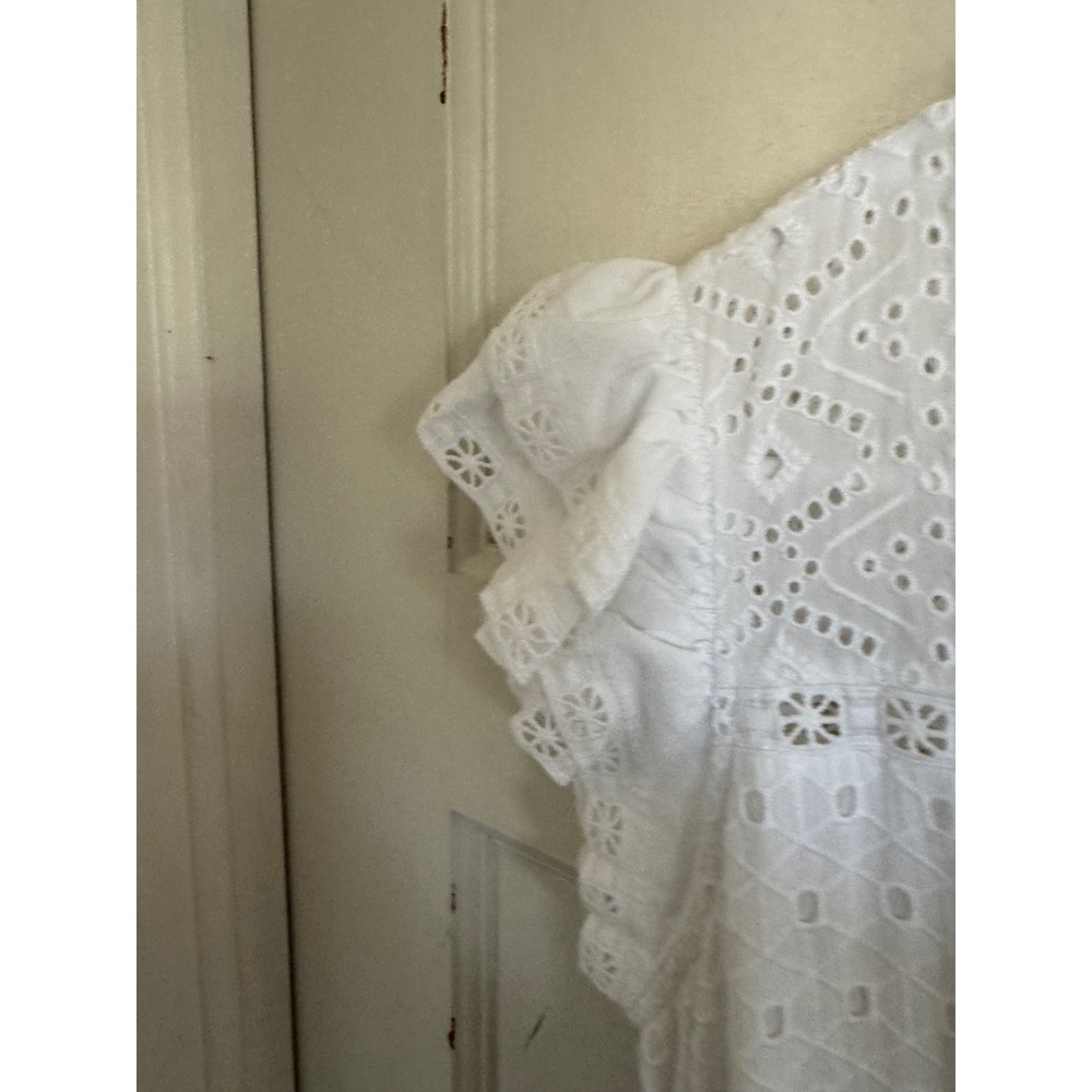 Veronica Beard Satori white flutter sleeve eyelet cotton maxi dress size 4 - Picture 6 of 11